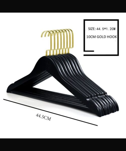 קולב עץ בצבע שחור ראש זהב גדול